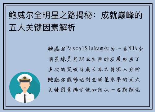 鲍威尔全明星之路揭秘：成就巅峰的五大关键因素解析